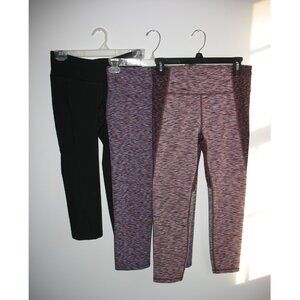 Bundle lot 3 gap old navy leggings small s gapfit spacedye burgundy gray…
